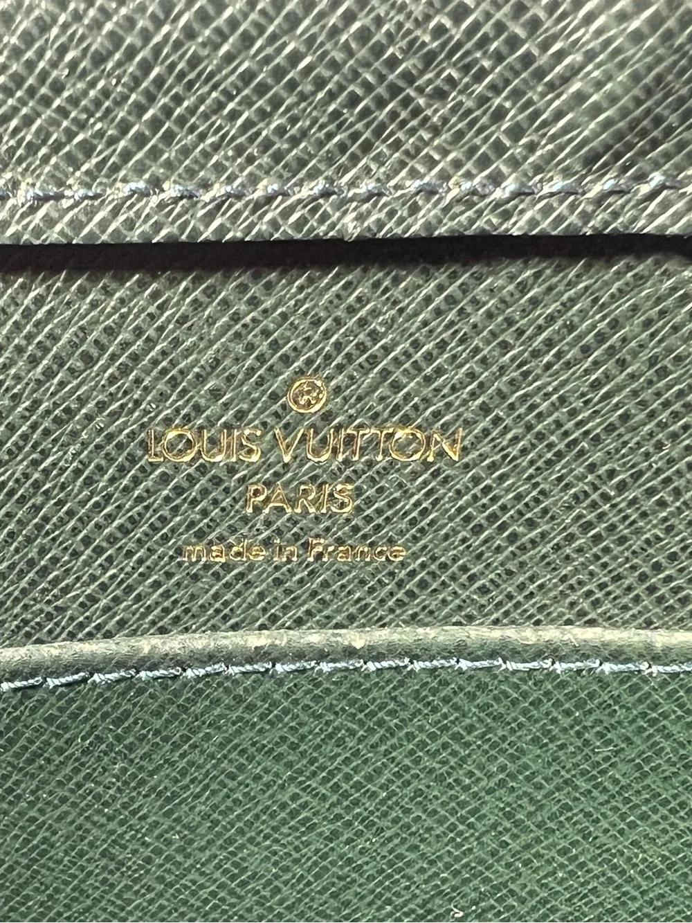 7101: Louis Vuitton Taiga Baikal Wristlet Clutch Pouch Green